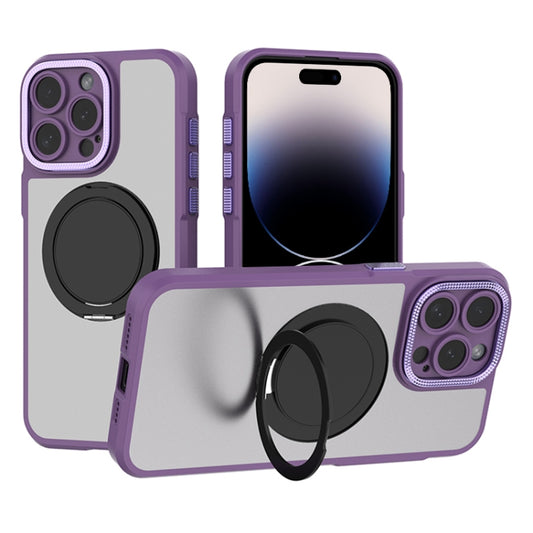 For iPhone 14 Pro Bodyguard Rotating Bracket MagSafe Phone Case(Purple) - iPhone 14 Pro Cases by buy2fix | Online Shopping UK | buy2fix