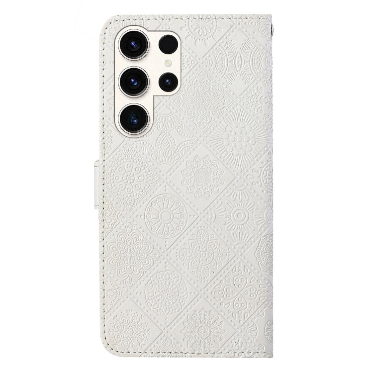 For Samsung Galaxy S25 Ultra 5G Ethnic Style Embossed Pattern Leather Phone Case(White) - Galaxy S25 Ultra 5G Cases by buy2fix | Online Shopping UK | buy2fix