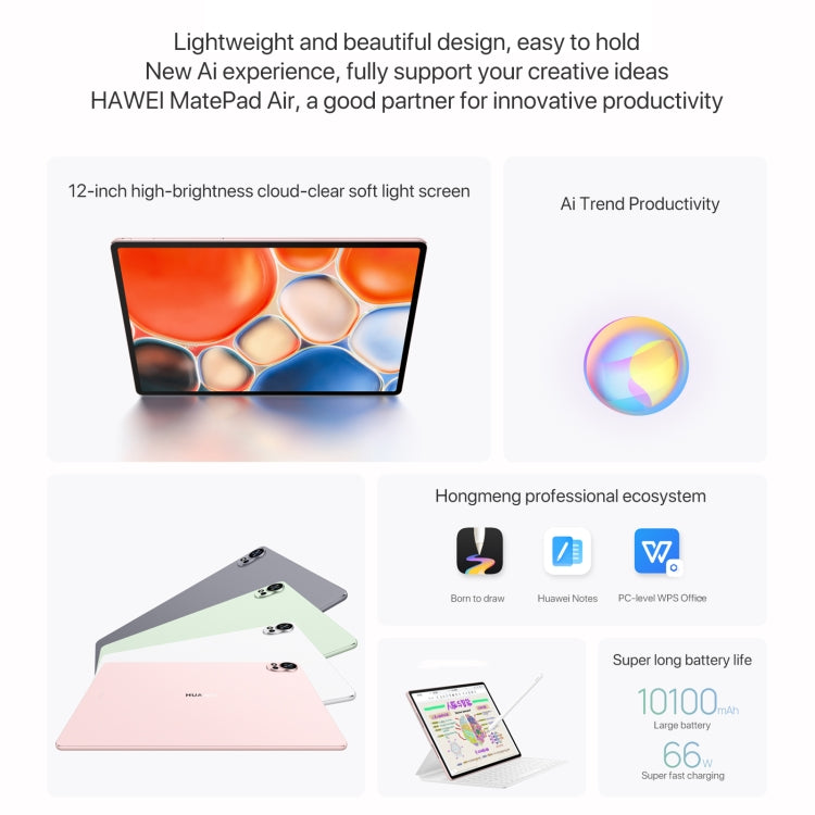 HUAWEI MatePad Air 12 inch WiFi Tablet PC, 12GB+256GB, HarmonyOS 4.2 Hisilicon Kirin 9000W(Green) - Huawei by Huawei | Online Shopping UK | buy2fix