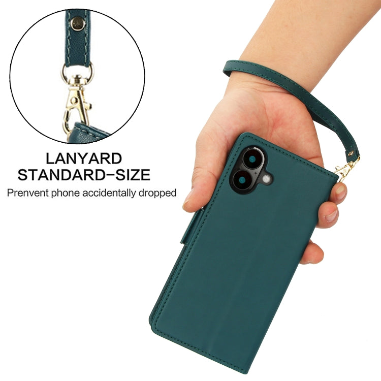 For iPhone 16 Side Buckle RFID Anti-theft Leather Phone Case(Green) - iPhone 16 Cases by buy2fix | Online Shopping UK | buy2fix