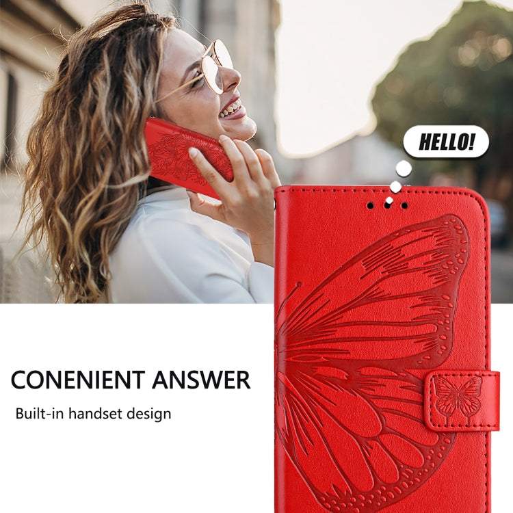 For Redmi K70 Ultra 5G Global Embossed Butterfly Leather Phone Case(Red) - Xiaomi Cases by buy2fix | Online Shopping UK | buy2fix