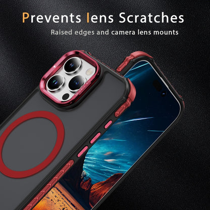 For iPhone 16 Pro Rainbow Series Skin Feel MagSafe Lens Holder Phone Case(Red) - iPhone 16 Pro Cases by buy2fix | Online Shopping UK | buy2fix