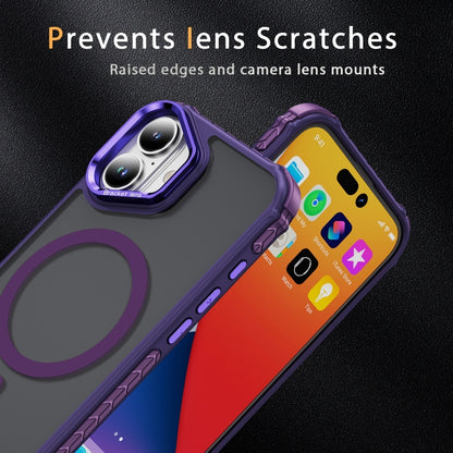 For iPhone 16 Rainbow Series Skin Feel MagSafe Lens Holder Phone Case(Dark Purple) - iPhone 16 Cases by buy2fix | Online Shopping UK | buy2fix