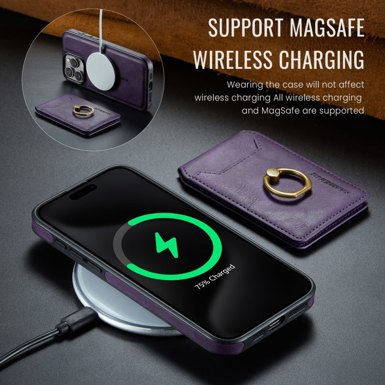 For iPhone 15 Pro Max DG.MING K1 MagSafe Detachable Wallet RFID Back Cover Phone Case(Purple) - iPhone 15 Pro Max Cases by DG.MING | Online Shopping UK | buy2fix