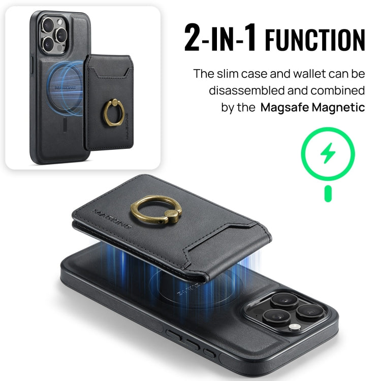 For iPhone 15 Plus DG.MING K1 MagSafe Detachable Wallet RFID Back Cover Phone Case(Black) - iPhone 15 Plus Cases by DG.MING | Online Shopping UK | buy2fix