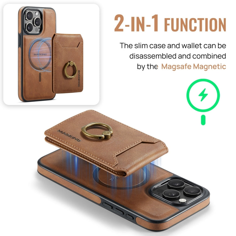 For iPhone 15 Plus DG.MING K1 MagSafe Detachable Wallet RFID Back Cover Phone Case(Brown) - iPhone 15 Plus Cases by DG.MING | Online Shopping UK | buy2fix