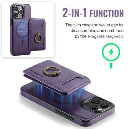 For iPhone 14 Plus DG.MING K1 MagSafe Detachable Wallet RFID Back Cover Phone Case(Purple) - iPhone 14 Plus Cases by DG.MING | Online Shopping UK | buy2fix