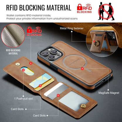 For iPhone 13 DG.MING K1 MagSafe Detachable Wallet RFID Back Cover Phone Case(Brown) - iPhone 13 Cases by DG.MING | Online Shopping UK | buy2fix