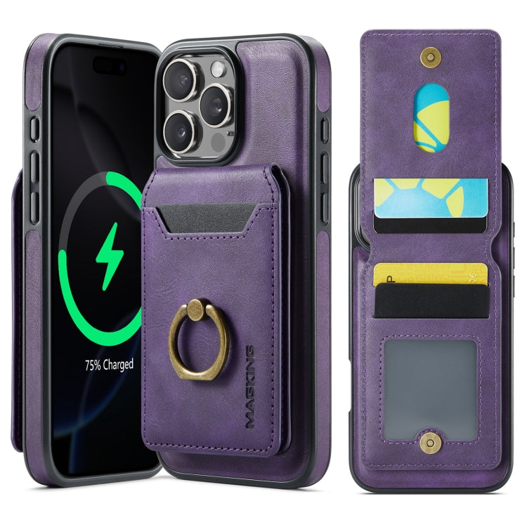 For iPhone 16 Pro Max DG.MING K1 MagSafe Detachable Wallet RFID Back Cover Phone Case(Purple) - iPhone 16 Pro Max Cases by DG.MING | Online Shopping UK | buy2fix