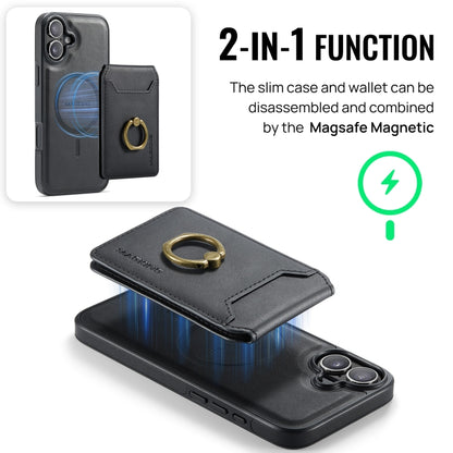 For iPhone 16 Plus DG.MING K1 MagSafe Detachable Wallet RFID Back Cover Phone Case(Black) - iPhone 16 Plus Cases by DG.MING | Online Shopping UK | buy2fix