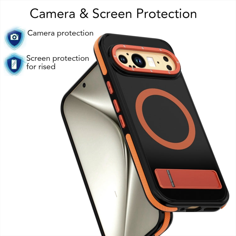 For Google Pixel 9 Pro XL Dual-Color Skin Feel Magsafe Phone Case with Holder(Orange) - Google Cases by buy2fix | Online Shopping UK | buy2fix