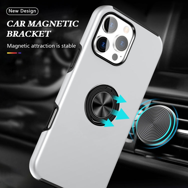 For iPhone 16 Pro PC Hybrid TPU Magnetic Ring Holder Phone Case(Silver) - iPhone 16 Pro Cases by buy2fix | Online Shopping UK | buy2fix