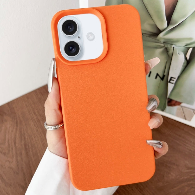 For iPhone 16 Leather Texture TPU Full Coverage Phone Case(Orange) - iPhone 16 Cases by buy2fix | Online Shopping UK | buy2fix