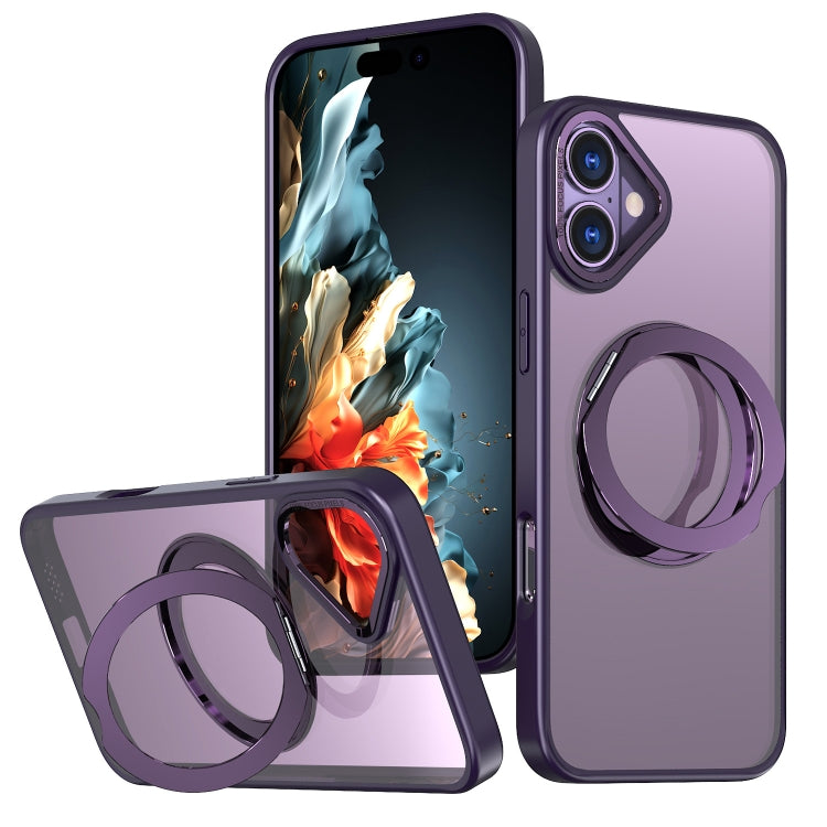 For iPhone 16 Wing Series MagSafe Magnetic Ring Holder Phone Case(Dark Purple) - iPhone 16 Cases by buy2fix | Online Shopping UK | buy2fix