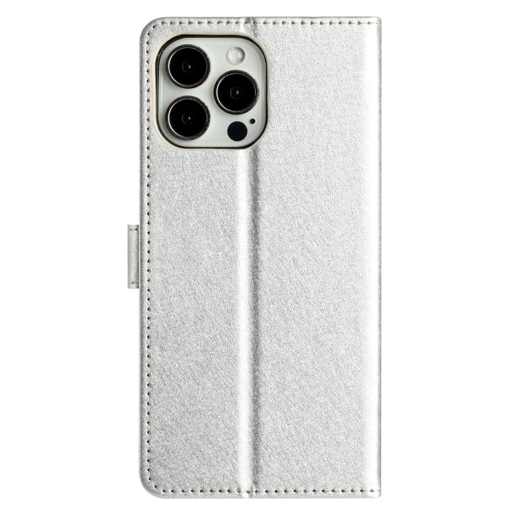 For iPhone 16 Pro Silk Texture Horizontal Flip Leather Phone Case(Silver) - iPhone 16 Pro Cases by buy2fix | Online Shopping UK | buy2fix