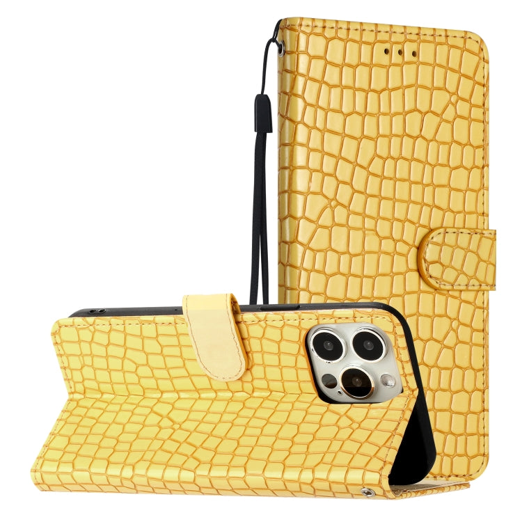 For iPhone 16 Pro Crocodile Texture Horizontal Flip Leather Phone Case(Yellow) - iPhone 16 Pro Cases by buy2fix | Online Shopping UK | buy2fix