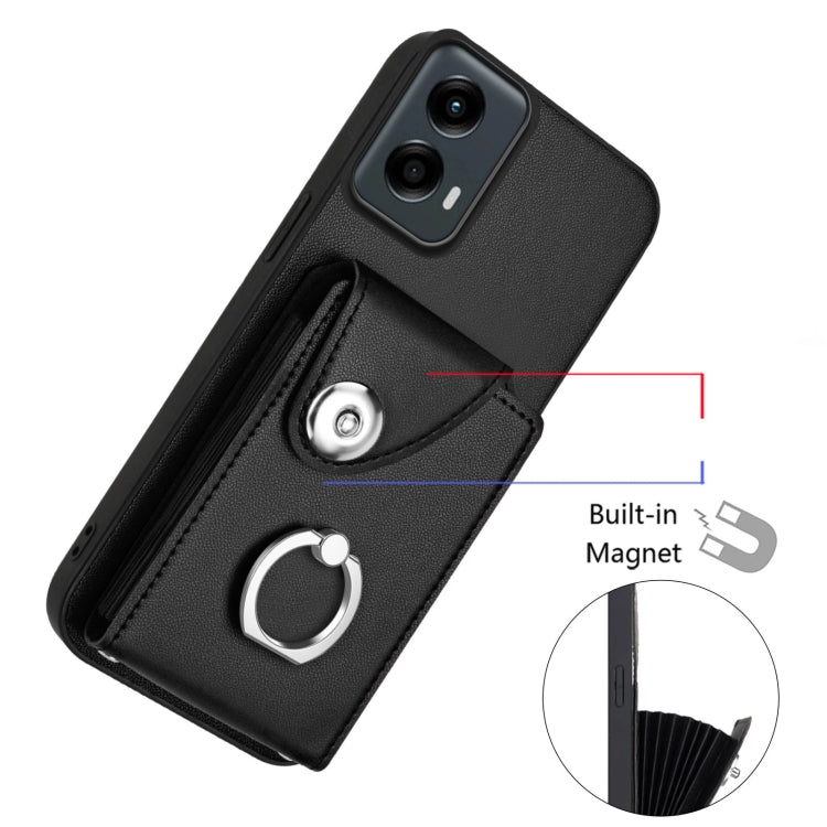 For Motorola Moto G 5G 2024 Organ Card Bag Ring Holder Phone Case(Black) - Motorola Cases by buy2fix | Online Shopping UK | buy2fix