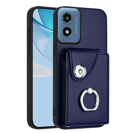 For Motorola Moto G Play 2024 5G Organ Card Bag Ring Holder Phone Case(Blue) - Motorola Cases by buy2fix | Online Shopping UK | buy2fix