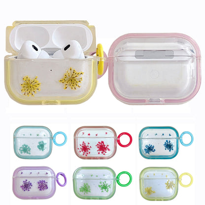 For AirPods 3 Glitter Snowflake Epoxy Dried Flowers Earbuds Box TPU Case(Yellow) - For AirPods 3 by buy2fix | Online Shopping UK | buy2fix