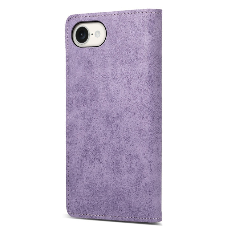 For iPhone 16e Business Solid Color Magnetic RFID Leather Phone Case(Purple) - iPhone 16e Cases by buy2fix | Online Shopping UK | buy2fix