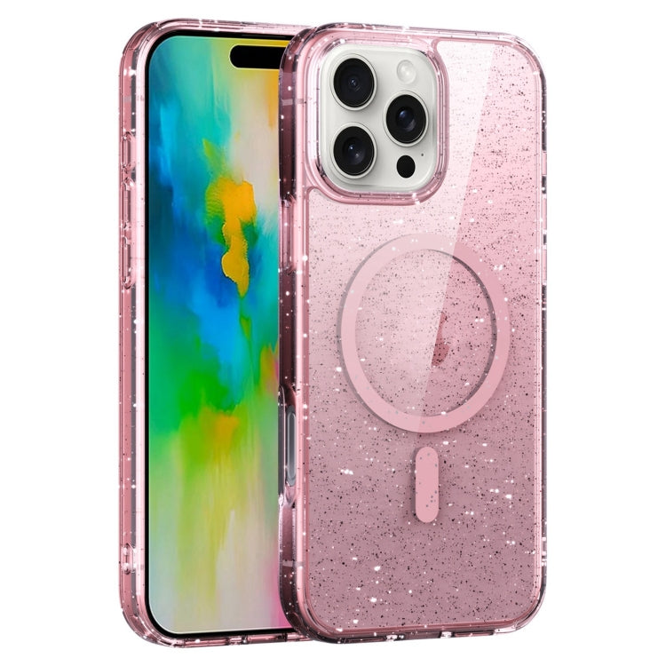 For iPhone 16 Pro Max Glitter Powder MagSafe Magnetic Phone Case(Transparent Pink) - iPhone 16 Pro Max Cases by buy2fix | Online Shopping UK | buy2fix