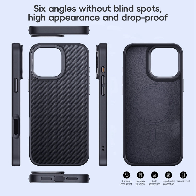 For iPhone 16 Carbon Fiber Kevlar Lens Holder MagSafe Magnetic Phone Case(Black) - iPhone 16 Cases by buy2fix | Online Shopping UK | buy2fix