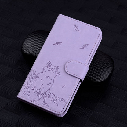 For Redmi K70 Ultra Cute Cat Embossed Leather Phone Case(Purple) - Xiaomi Cases by buy2fix | Online Shopping UK | buy2fix