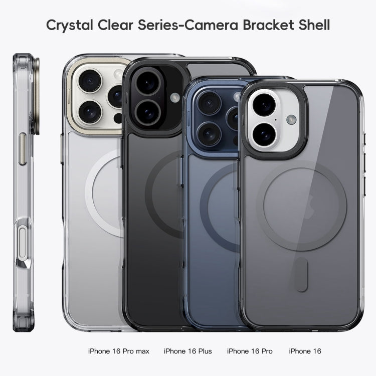 For iPhone 16 Pro Max Frosted Crystal Clear Lens Holder MagSafe Magnetic Phone Case(Transparent Grey) - iPhone 16 Pro Max Cases by buy2fix | Online Shopping UK | buy2fix