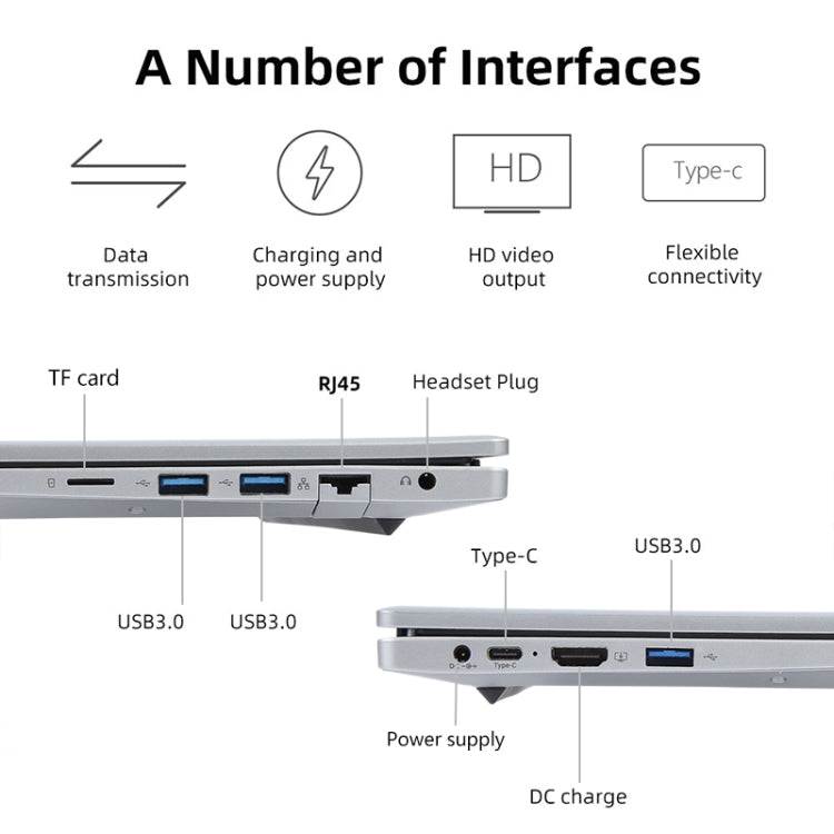 14 inch Windows 11 Laptop, 8GB+128GB, Gen 4th Intel Core i5 CPU, 180 Degree Rotation Axis(Silver) - Others by buy2fix | Online Shopping UK | buy2fix