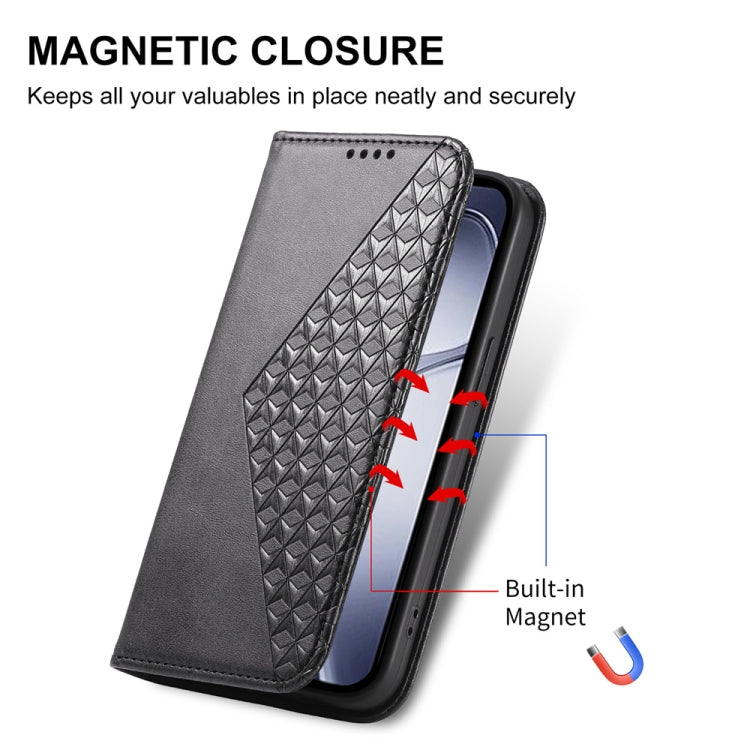 For Redmi K70 Ultra Cubic Grid Calf Texture Magnetic Leather Phone Case(Black) - Xiaomi Cases by buy2fix | Online Shopping UK | buy2fix