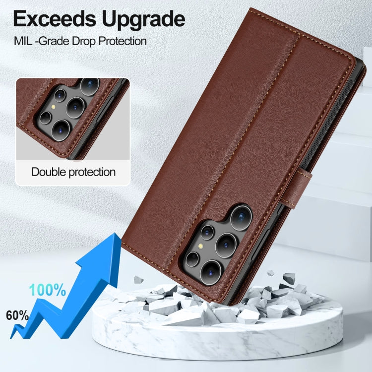 For Samsung Galaxy S24 Ultra 5G LC.IMEEKE L2 Series Detachable Magsafe PU Phone Case with Lanyard(Brown) - Galaxy S24 Ultra 5G Cases by LC.IMEEKE | Online Shopping UK | buy2fix