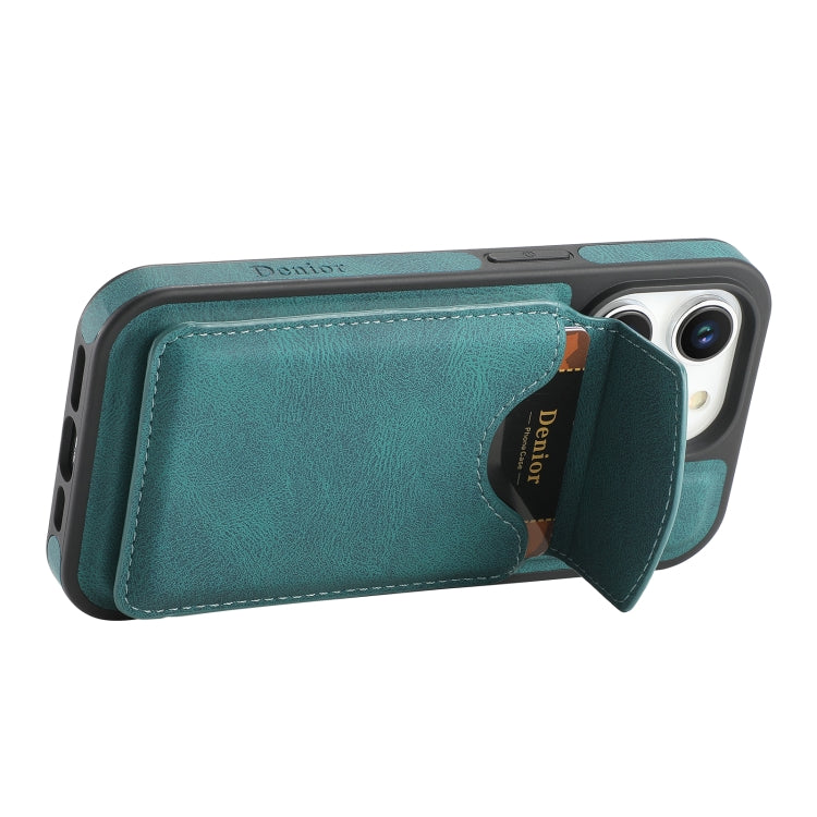 For iPhone 15 Pro Denior D19 Skin Feel MagSafe Detachable Card Slot Phone Case(Blue) - iPhone 15 Pro Cases by Denior | Online Shopping UK | buy2fix