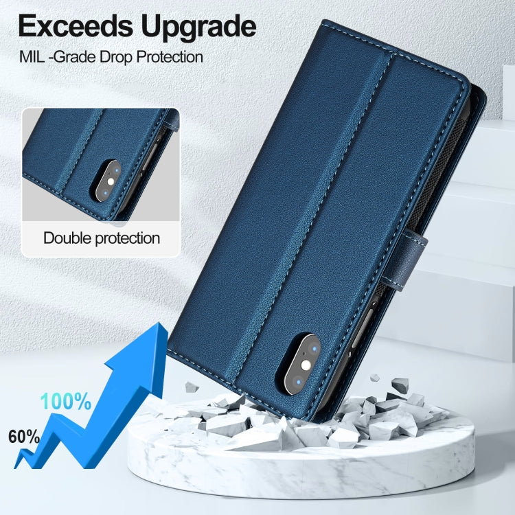 For iPhone X / XS LC.IMEEKE L2 Series Detachable Magsafe PU Phone Case with Lanyard(Blue) - More iPhone Cases by LC.IMEEKE | Online Shopping UK | buy2fix