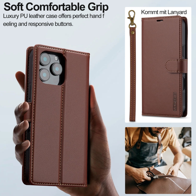 For iPhone 16 Pro Max LC.IMEEKE L2 Series Detachable Magsafe PU Phone Case with Lanyard(Brown) - iPhone 16 Pro Max Cases by LC.IMEEKE | Online Shopping UK | buy2fix