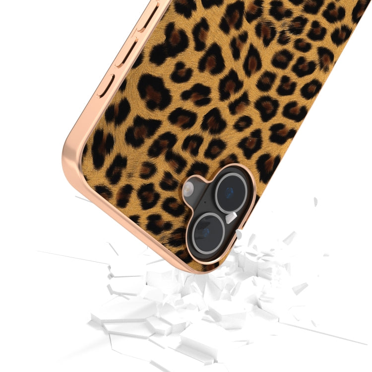 For iPhone 16 Plus Nano Plating Leopard Print Phone Case(Brown) - iPhone 16 Plus Cases by buy2fix | Online Shopping UK | buy2fix