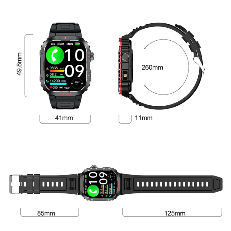 G45 2.01 inch Screen Silicone Strap 10m Waterproof Smart Watch, Support Flashlight / Bluetooth Call / HRV(Black) - Smart Watches by buy2fix | Online Shopping UK | buy2fix