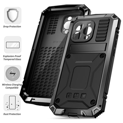 For iPhone 16 Pro R-JUST Life Waterproof Dustproof Shockproof Phone Case(Black) - iPhone 16 Pro Cases by R-JUST | Online Shopping UK | buy2fix