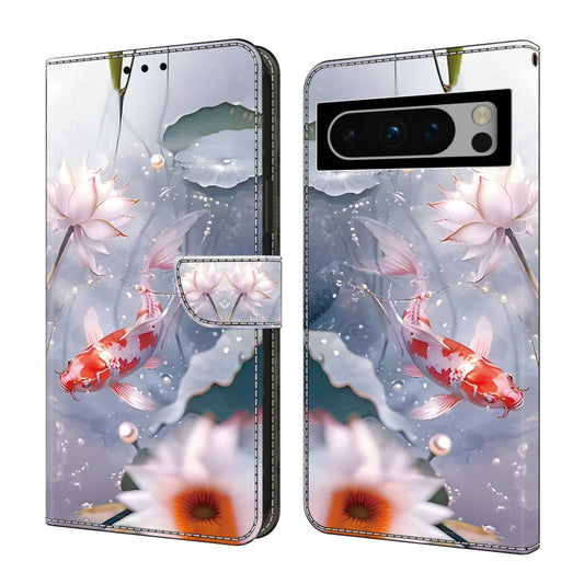 For Google Pixel 9 Pro XL Crystal Painted Leather Phone case(Koi) - Google Cases by buy2fix | Online Shopping UK | buy2fix