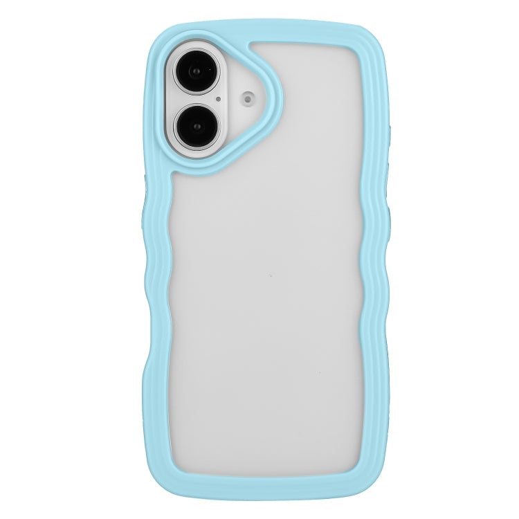 For iPhone 16 Candy Color Wave TPU Clear PC Phone Case(Blue) - iPhone 16 Cases by buy2fix | Online Shopping UK | buy2fix