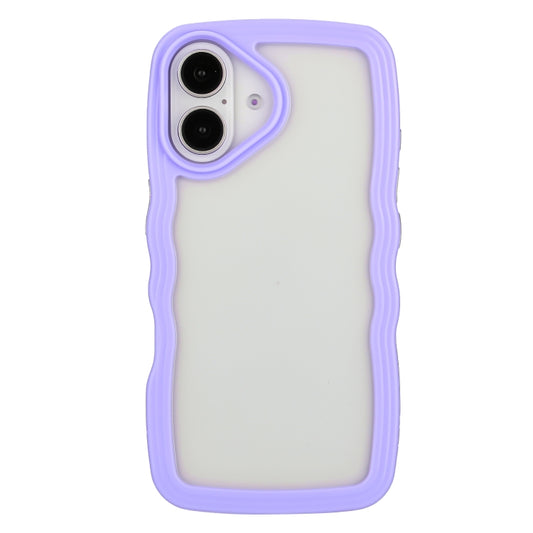 For iPhone 16 Candy Color Wave TPU Clear PC Phone Case(Purple) - iPhone 16 Cases by buy2fix | Online Shopping UK | buy2fix