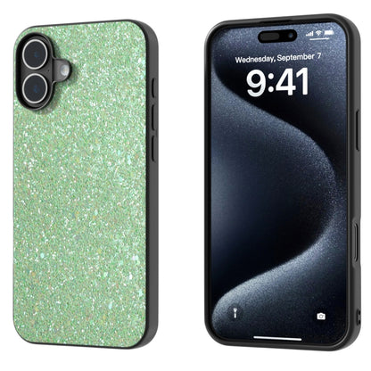 For iPhone 16 Black Frame Colorful Glitter Phone Case(Dark Green) - iPhone 16 Cases by buy2fix | Online Shopping UK | buy2fix