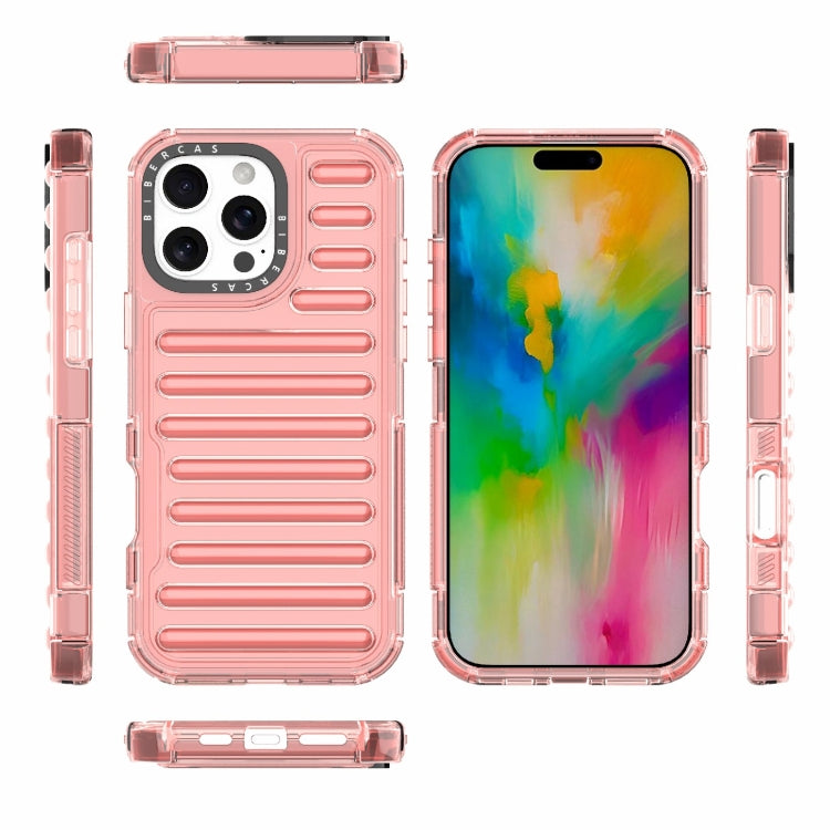 For iPhone 16 Pro Max High Transparency TPU Hybrid PC Airbag Phone Case(Peach Red) - iPhone 16 Pro Max Cases by buy2fix | Online Shopping UK | buy2fix