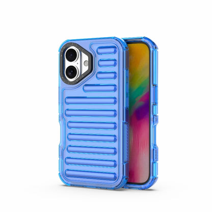 For iPhone 16 High Transparency TPU Hybrid PC Airbag Phone Case(Transparent Blue) - iPhone 16 Cases by buy2fix | Online Shopping UK | buy2fix