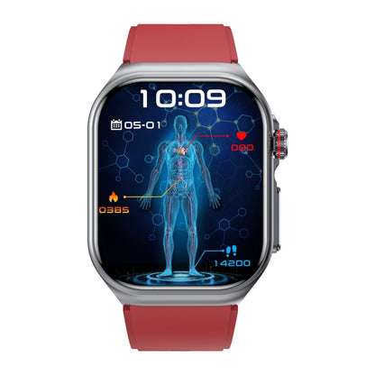 ET585 2.04 inch Silicone Strap IP68 Waterproof Smart Watch, Support ECG / Blood Composition Measurement(Red) - Smart Watches by buy2fix | Online Shopping UK | buy2fix