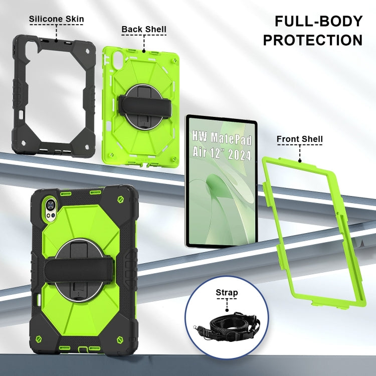 For Huawei MatePad Air 12 2024 Contrast Color Robot Silicone Hybrid PC Tablet Case(Black Yellow Green) - Huawei by buy2fix | Online Shopping UK | buy2fix