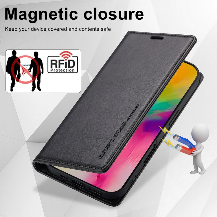 For iPhone 16 Plus LC.IMEEKE RFID Anti-theft Leather Phone Case(Black) - iPhone 16 Plus Cases by LC.IMEEKE | Online Shopping UK | buy2fix