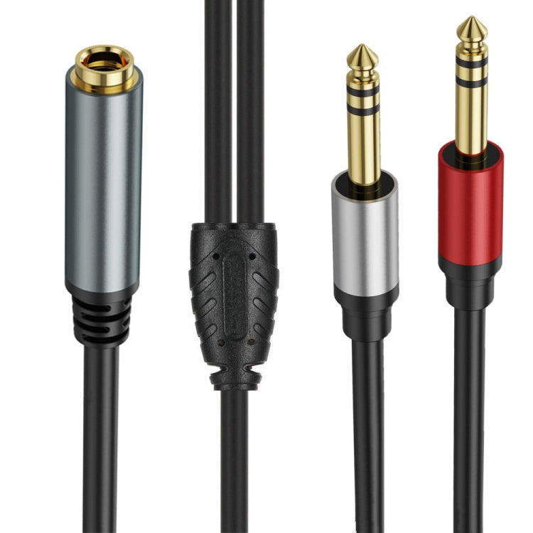 5m Gold Plated 6.35mm Female to 2 x 6.35mm Male Stereo Audio Adapter Y Splitter Cable(Black) - Video & Audio Cable by buy2fix | Online Shopping UK | buy2fix