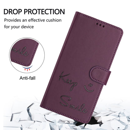 For Motorola Moto G Power 5G 2024 Smile Embossing RFID Leather Phone Case(Violet) - Motorola Cases by buy2fix | Online Shopping UK | buy2fix