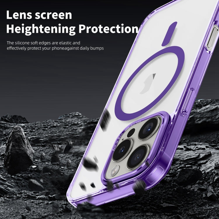 For iPhone 16 Pro Ice Color Magnetic Series Magsafe Magnetic PC Hybrid TPU Phone Case(Purple) - iPhone 16 Pro Cases by buy2fix | Online Shopping UK | buy2fix