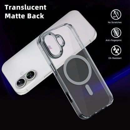 For iPhone 16 Ice Color Magnetic Series Magsafe Magnetic PC Hybrid TPU Phone Case(Grey) - iPhone 16 Cases by buy2fix | Online Shopping UK | buy2fix